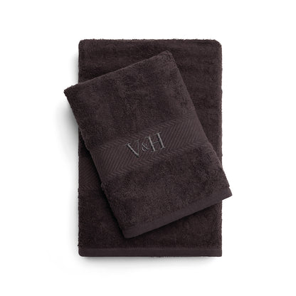 Hand towel + bath towel combed cotton - Nuage - 50 x 100 cm + 70 x 140 cm Dark grey