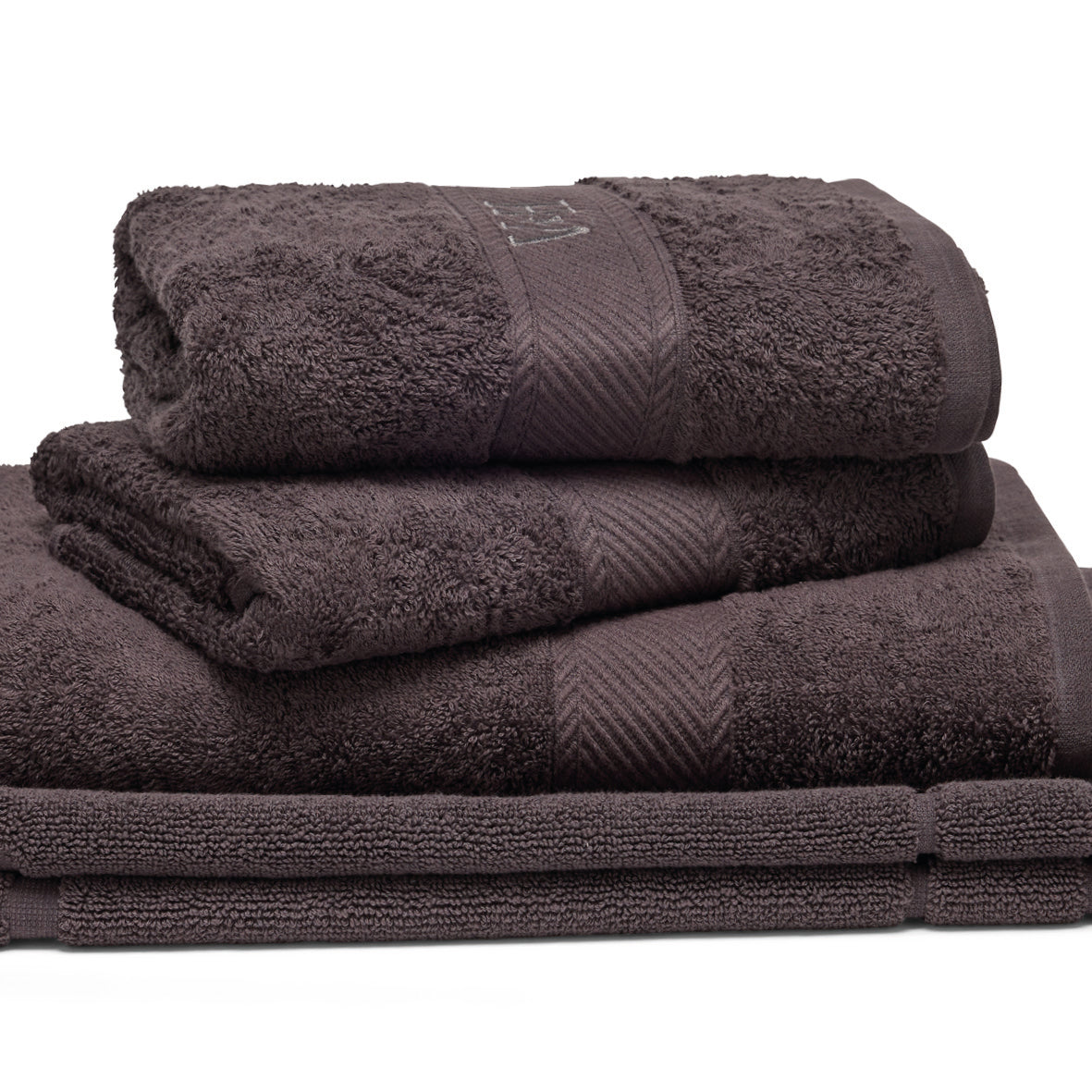 Complete bath linen set combed cotton - Nuage Dark grey - 4 pieces