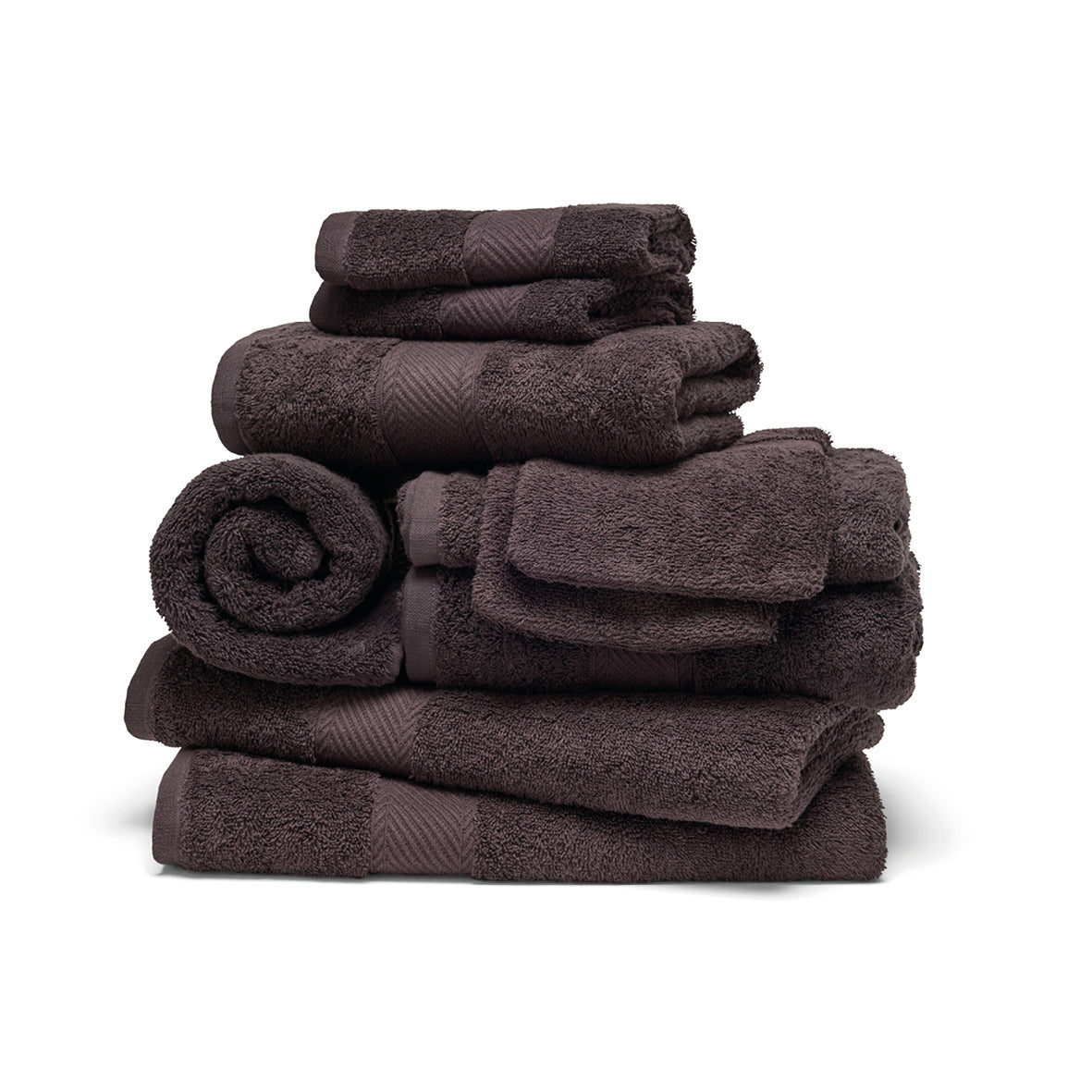 Complete bath linen set combed cotton - Nuage Dark grey - 10 pieces