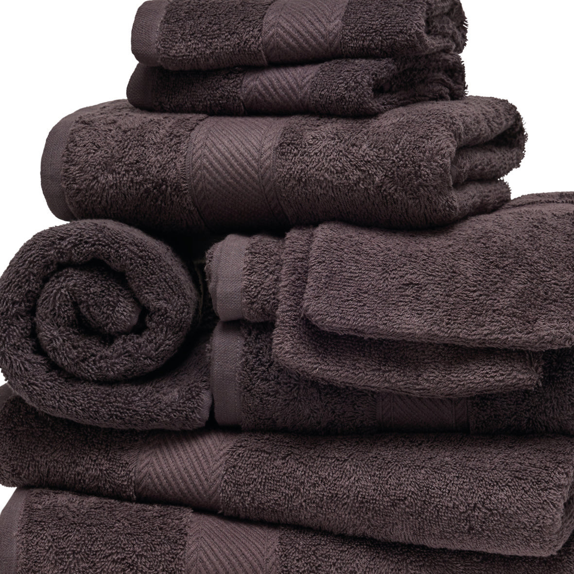 Complete bath linen set combed cotton - Nuage Dark grey - 10 pieces