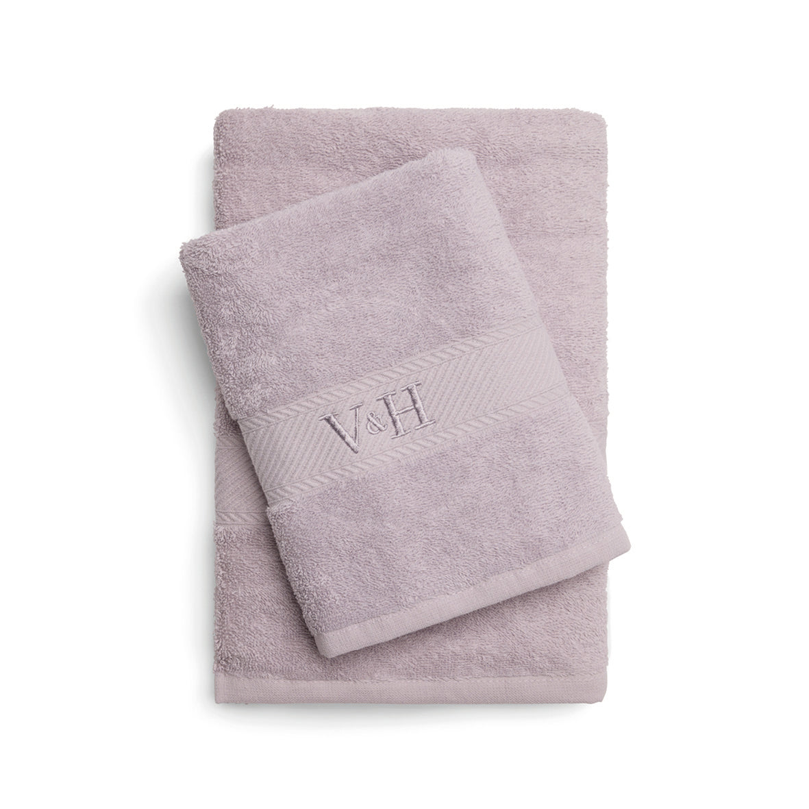 Hand towel + bath towel combed cotton - Nuage - 50 x 100 cm + 70 x 140 cm Lila