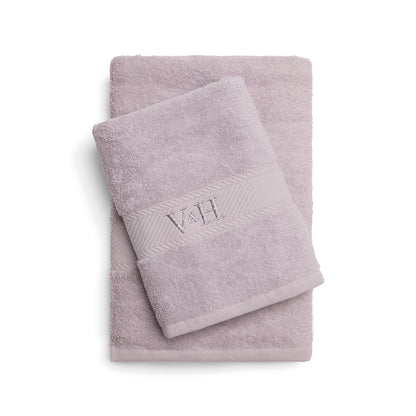 Hand towel + bath towel combed cotton - Nuage - 50 x 100 cm + 70 x 140 cm Lila