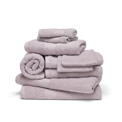 Complete bath linen set combed cotton - Nuage Lila - 10 pieces