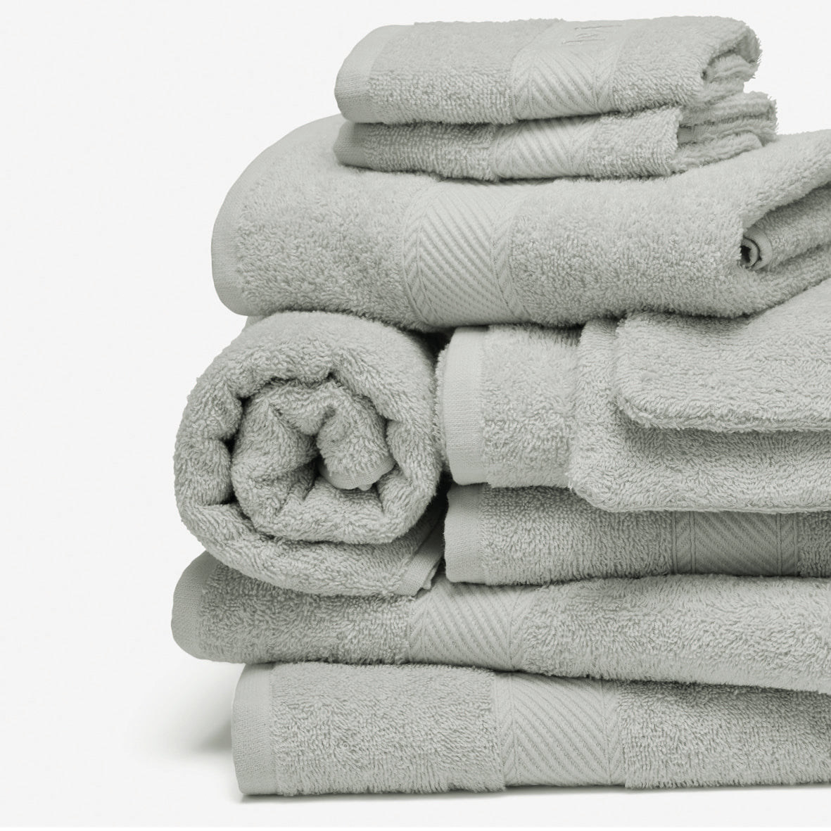 Complete bath linen set combed cotton - Nuage Mint - 10 pieces