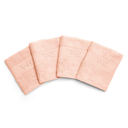 Guest towel combed cotton - Nuage - 4 x (30 x 30 cm) Salmon pink