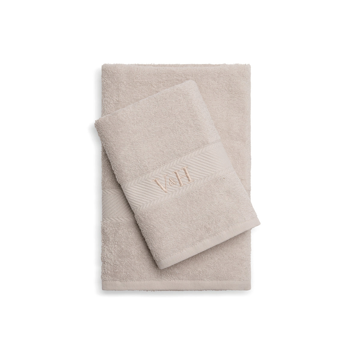 Hand towel + bath towel combed cotton - Nuage - 50 x 100 cm + 70 x 140 cm Sand