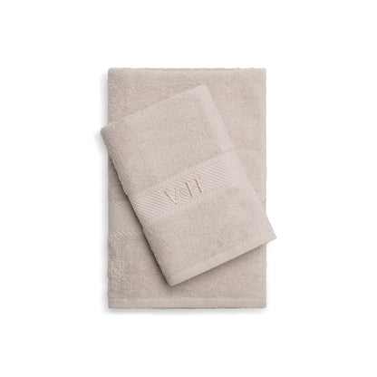 Hand towel + bath towel combed cotton - Nuage - 50 x 100 cm + 70 x 140 cm Sand