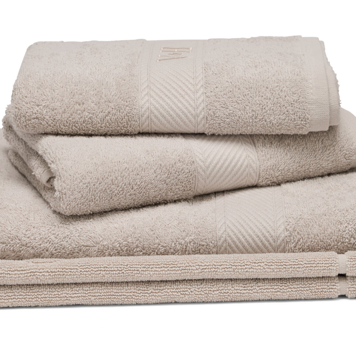 Complete bath linen set combed cotton - Nuage Sand - 4 pieces