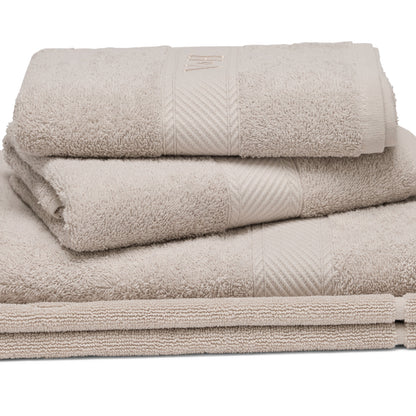 Complete bath linen set combed cotton - Nuage Sand - 4 pieces