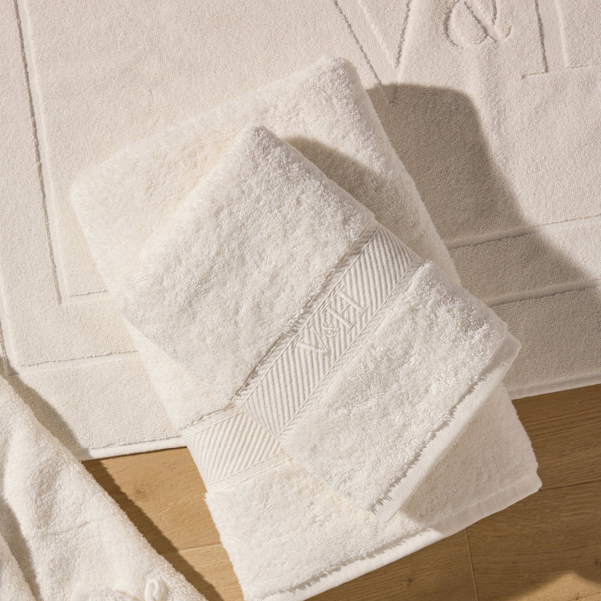 Complete bath linen set combed cotton - Nuage Sand - 4 pieces