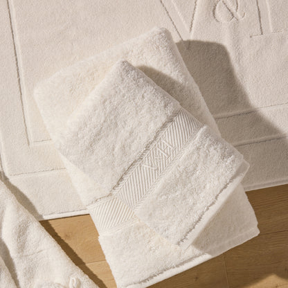 Complete bath linen set combed cotton - Nuage Sand - 4 pieces