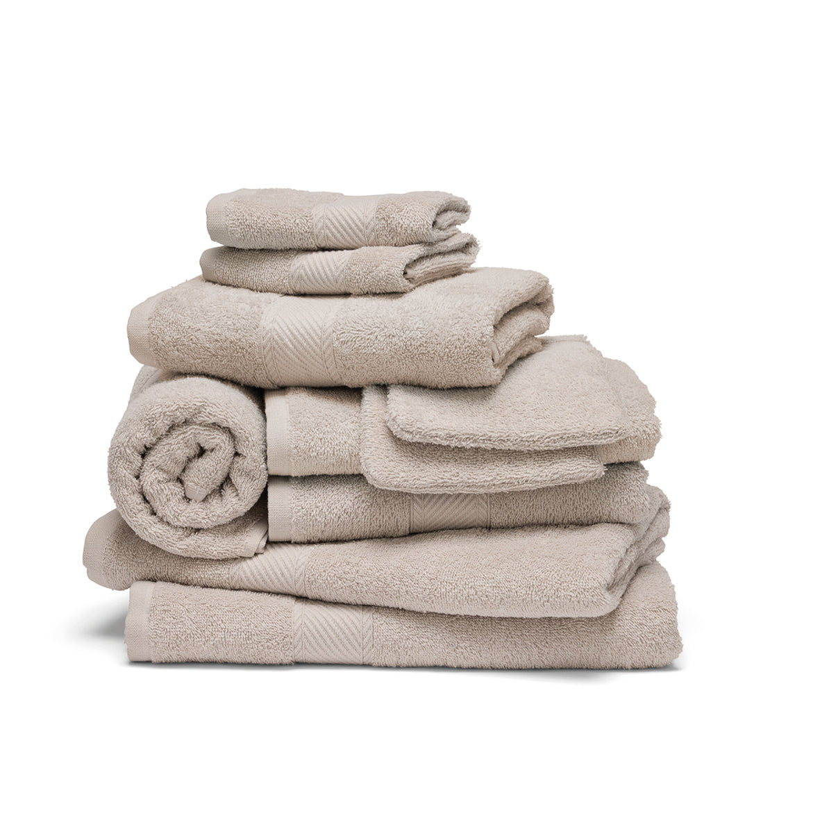Complete bath linen set combed cotton - Nuage Sand - 10 pieces
