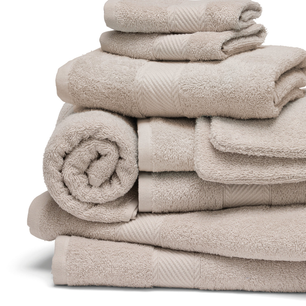 Complete bath linen set combed cotton - Nuage Sand - 10 pieces