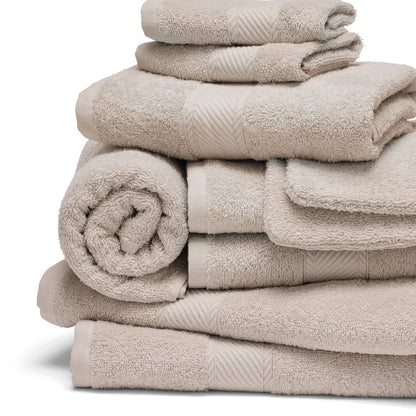 Complete bath linen set combed cotton - Nuage Sand - 10 pieces
