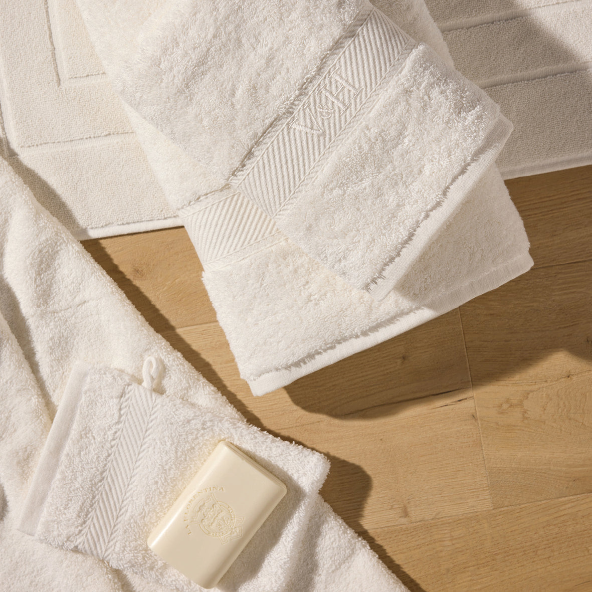 Complete bath linen set combed cotton - Nuage Sand - 10 pieces