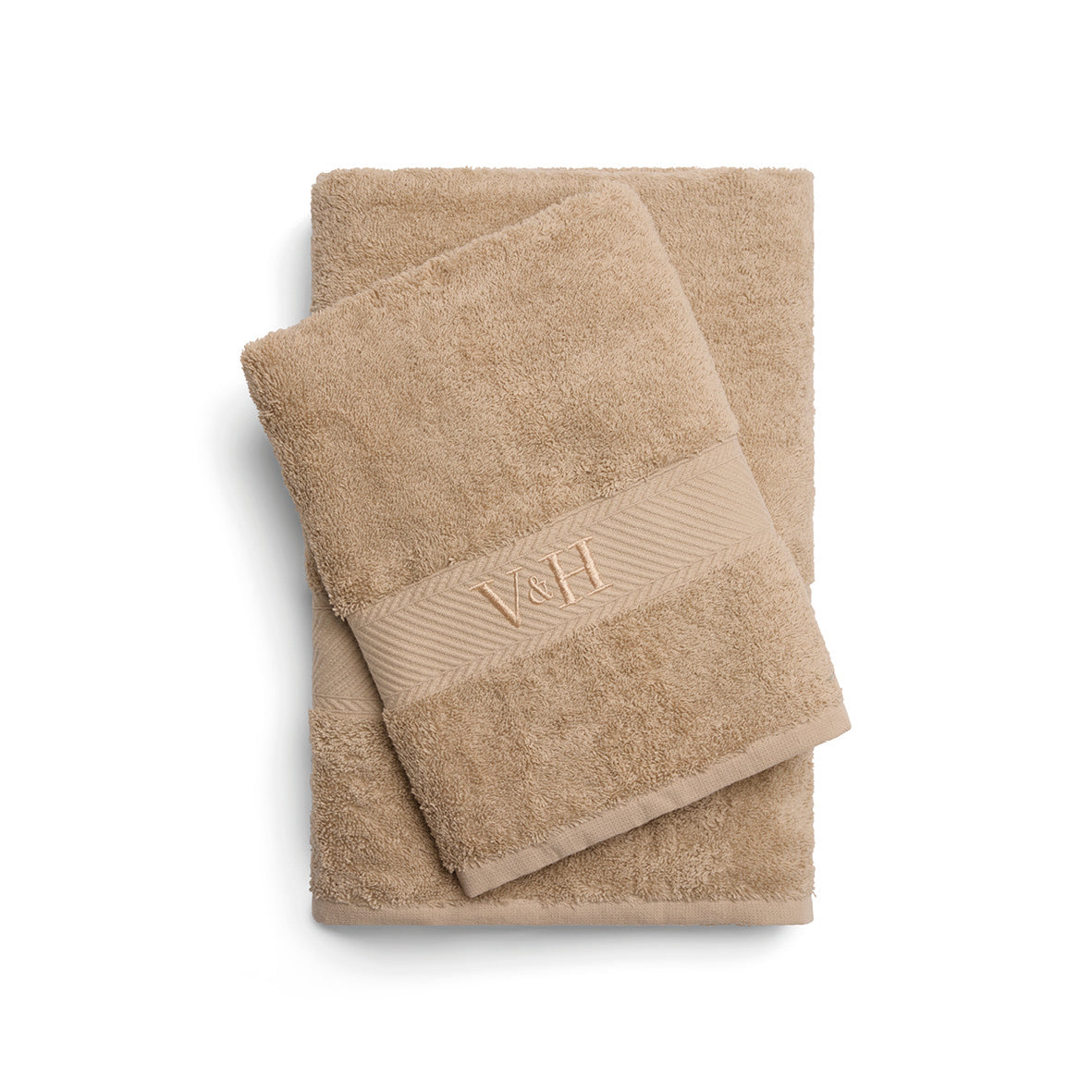 Hand towel + bath towel combed cotton - Nuage - 50 x 100 cm + 70 x 140 cm Taupe