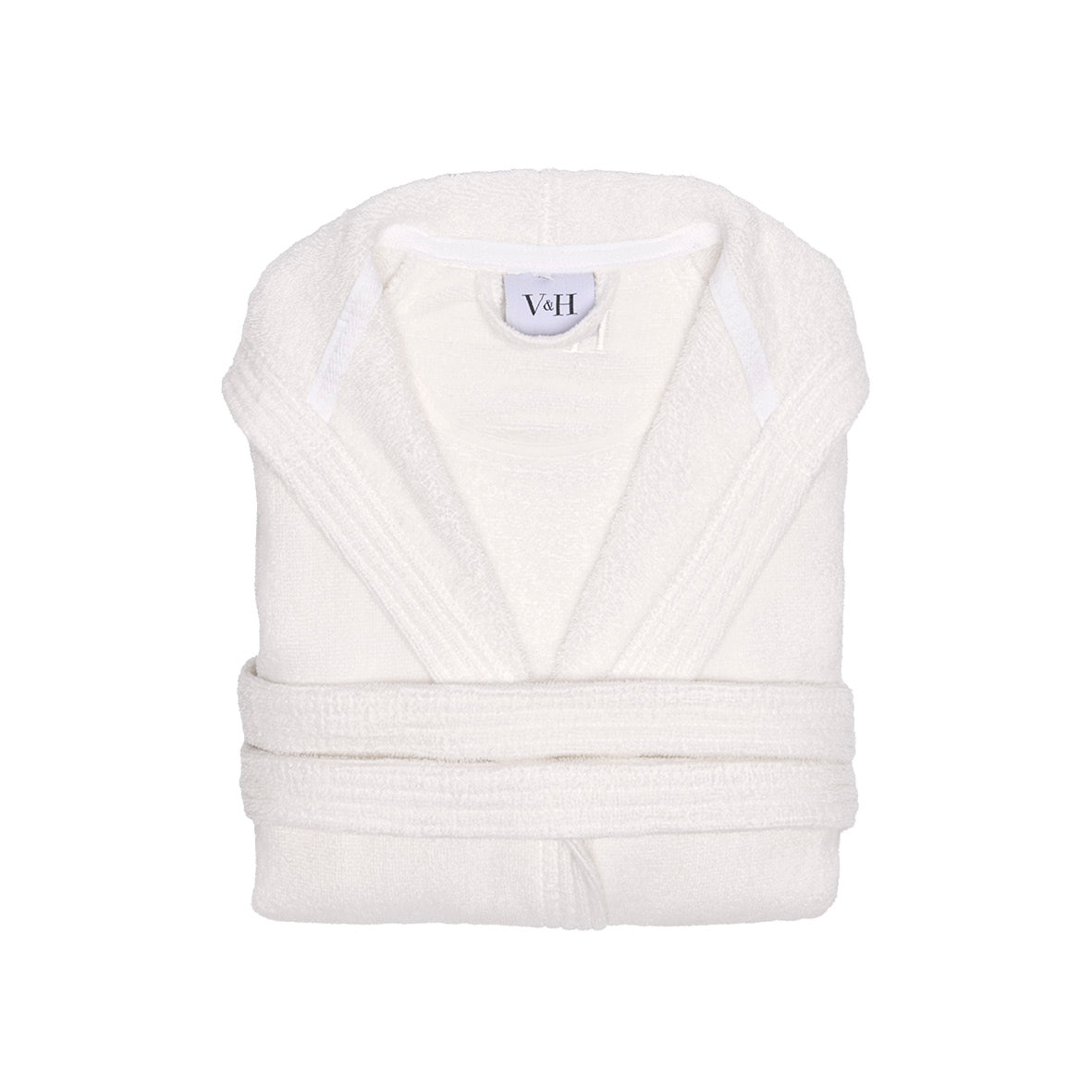 Hooded bathrobe velvet cotton - Uni White