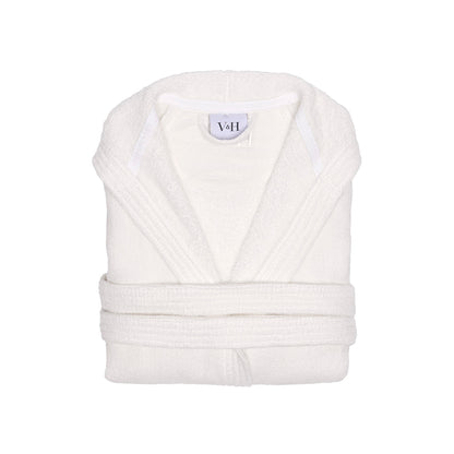 Hooded bathrobe velvet cotton - Uni White