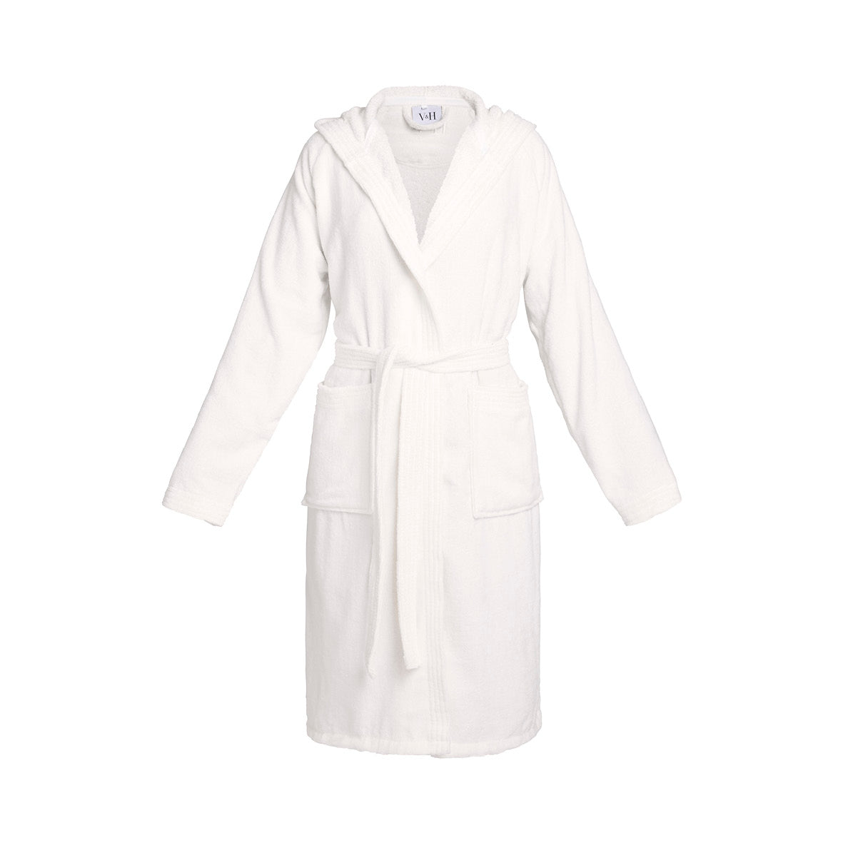 Hooded bathrobe velvet cotton - Uni White