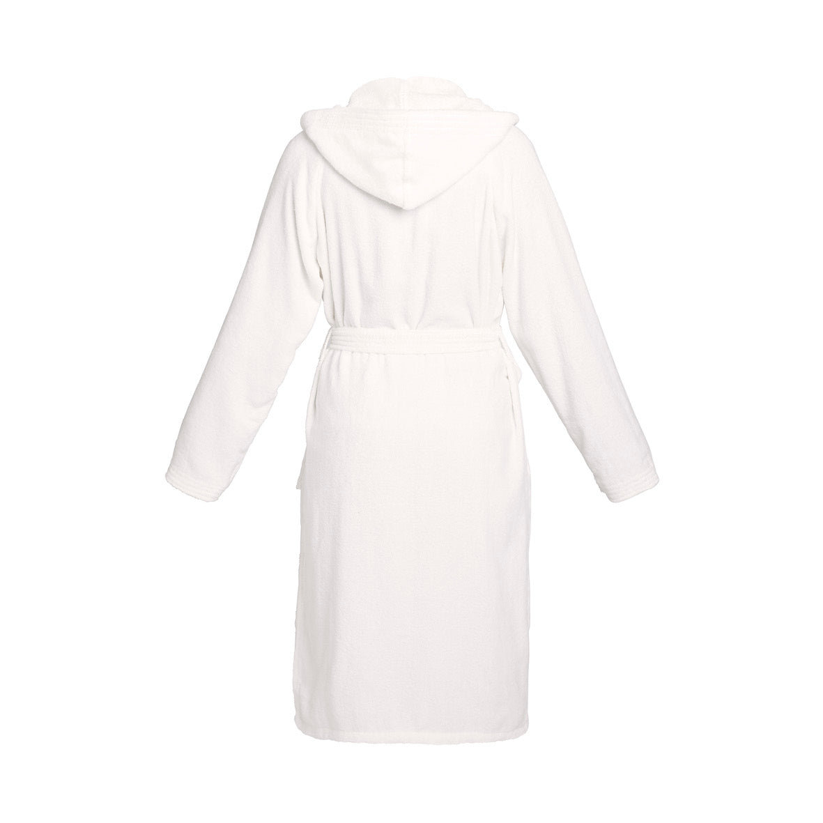 Hooded bathrobe velvet cotton - Uni White