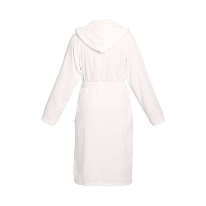 Hooded bathrobe velvet cotton - Uni White