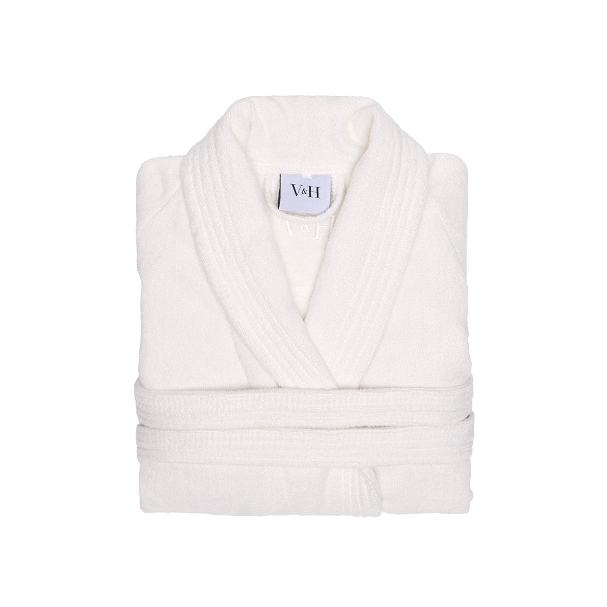 Peignoir avec col châle en coton velours - Uni Blanc
