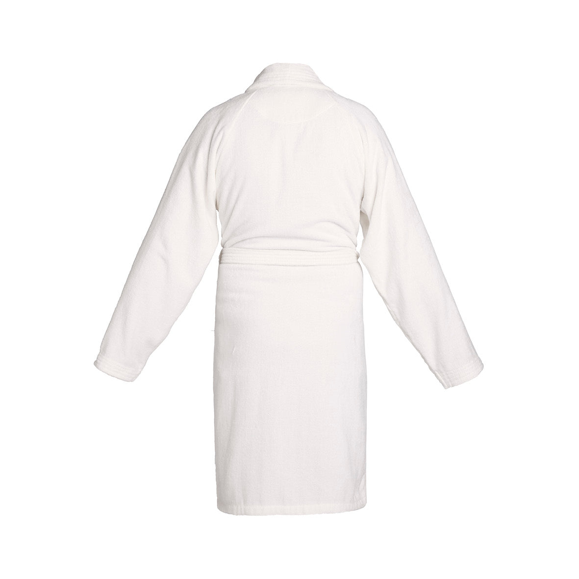 Peignoir avec col châle en coton velours - Uni Blanc