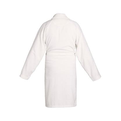 Peignoir avec col châle en coton velours - Uni Blanc