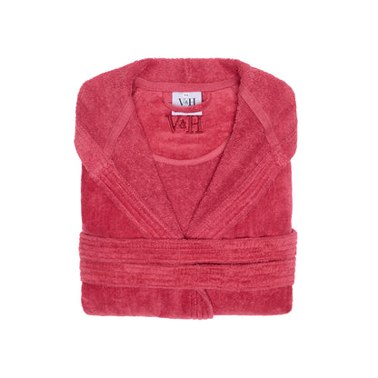 Hooded bathrobe velvet cotton - Uni Blush pink