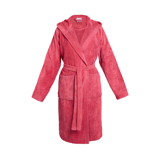 Hooded bathrobe velvet cotton - Uni Blush pink