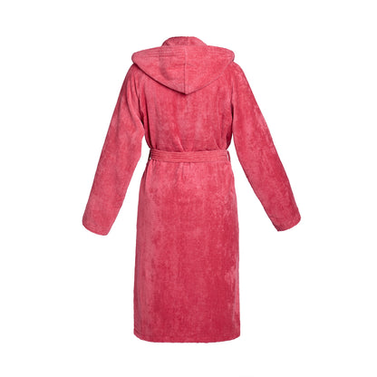 Hooded bathrobe velvet cotton - Uni Blush pink