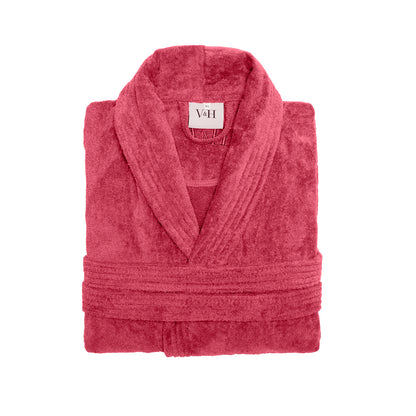 Bathrobe with shawl collar cotton velvet - Uni Blush pink