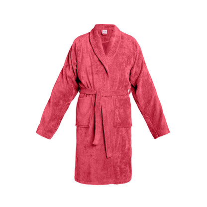 Bathrobe with shawl collar cotton velvet - Uni Blush pink