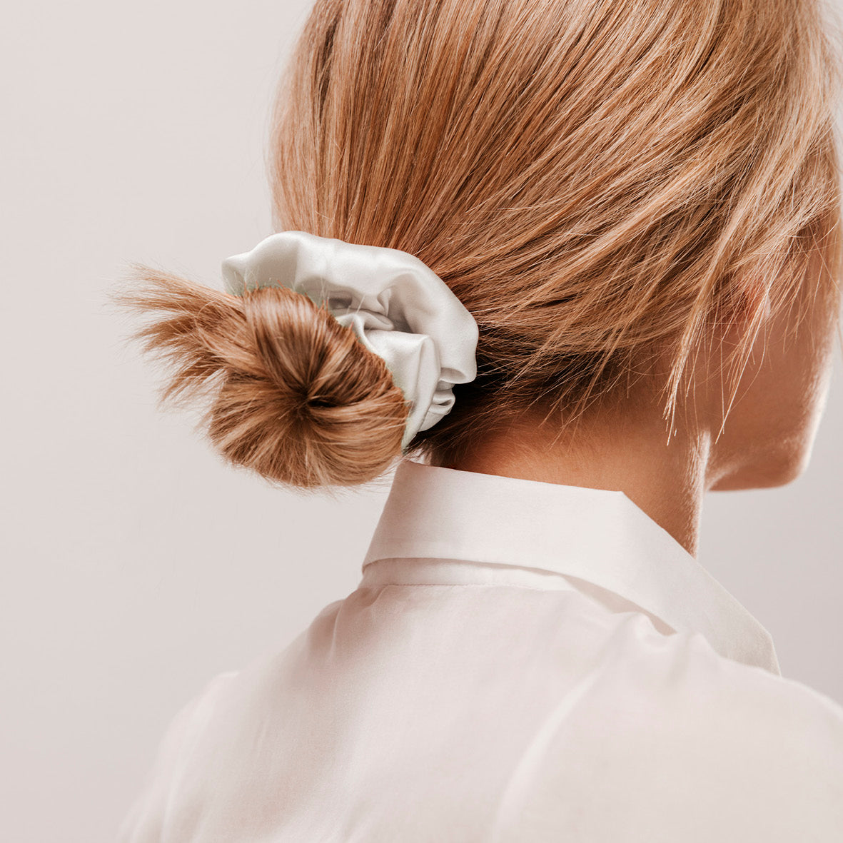 Large scrunchy silk - Ophéa White - D 11 cm