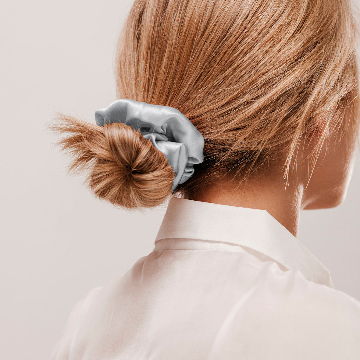 Large scrunchy silk - Ophéa Silver - D 11 cm