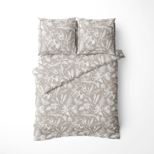 Duvet cover + pillowcase cotton satin - Toile de jouy Taupe