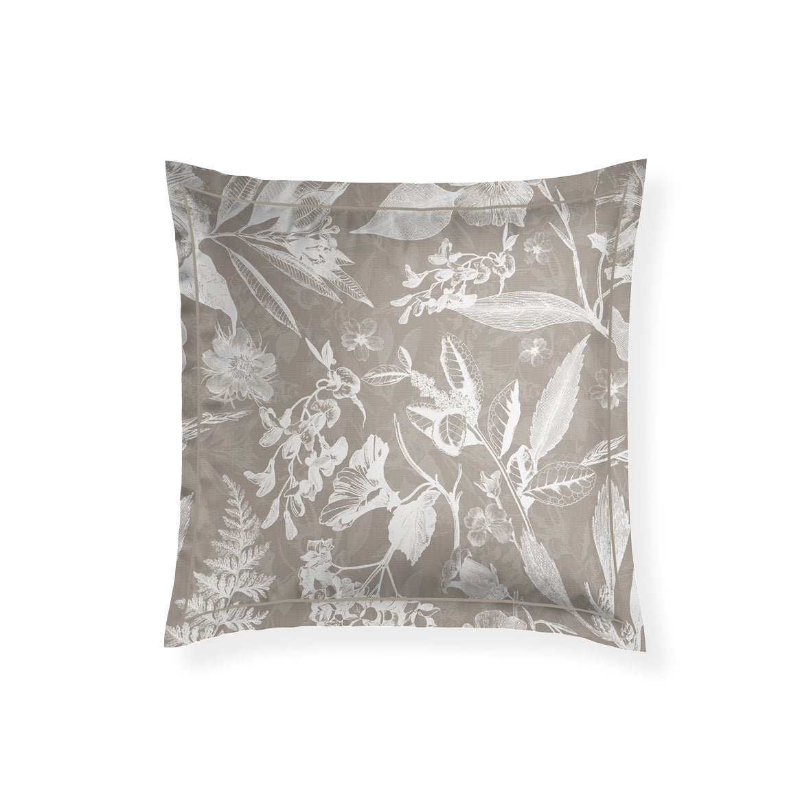 Pillowcase cotton satin - Toile de jouy Taupe