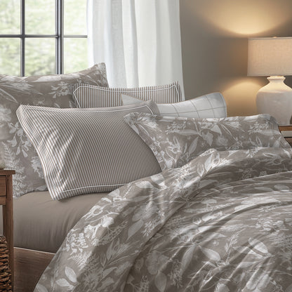 Pillowcase cotton satin - Toile de jouy Taupe