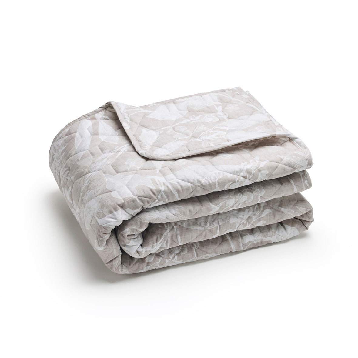 Bedspread cotton satin - Toile de jouy Taupe - 220 x 250 cm