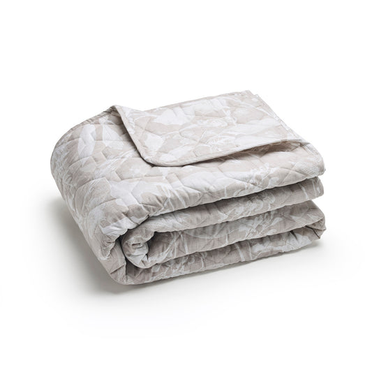Bedspread cotton satin - Toile de jouy Taupe - 220 x 250 cm