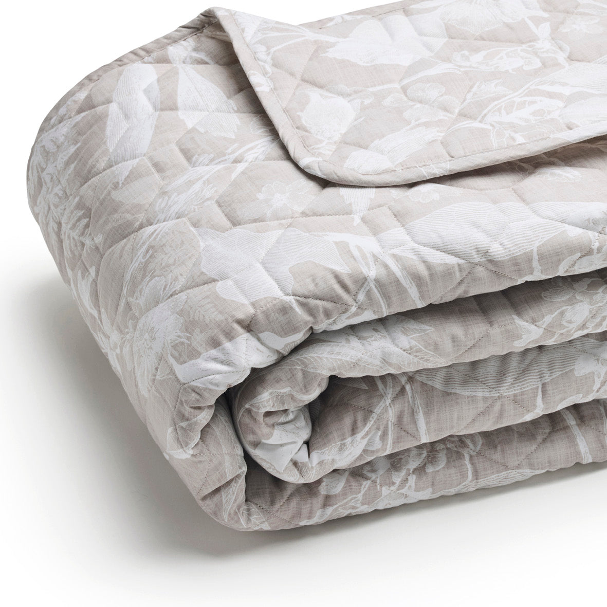 Bedspread cotton satin - Toile de jouy Taupe - 220 x 250 cm
