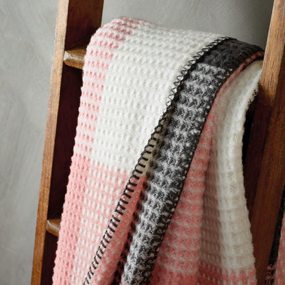 Woven plaid Tartan Waffle Pink / Grey - 130 x 170 cm
