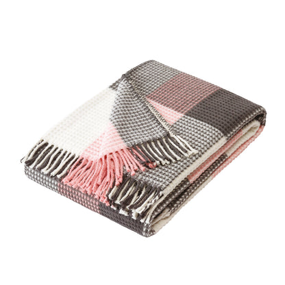 Woven plaid Tartan Pink / Grey - 130 x 170 cm