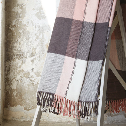 Woven plaid Tartan Pink / Grey - 130 x 170 cm