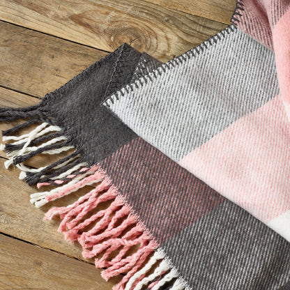 Woven plaid Tartan Pink / Grey - 130 x 170 cm