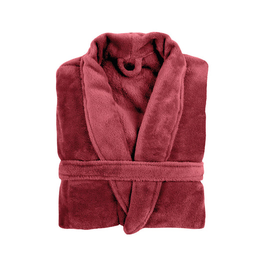 Robe de chambre polyester - Uni Rouge grenade