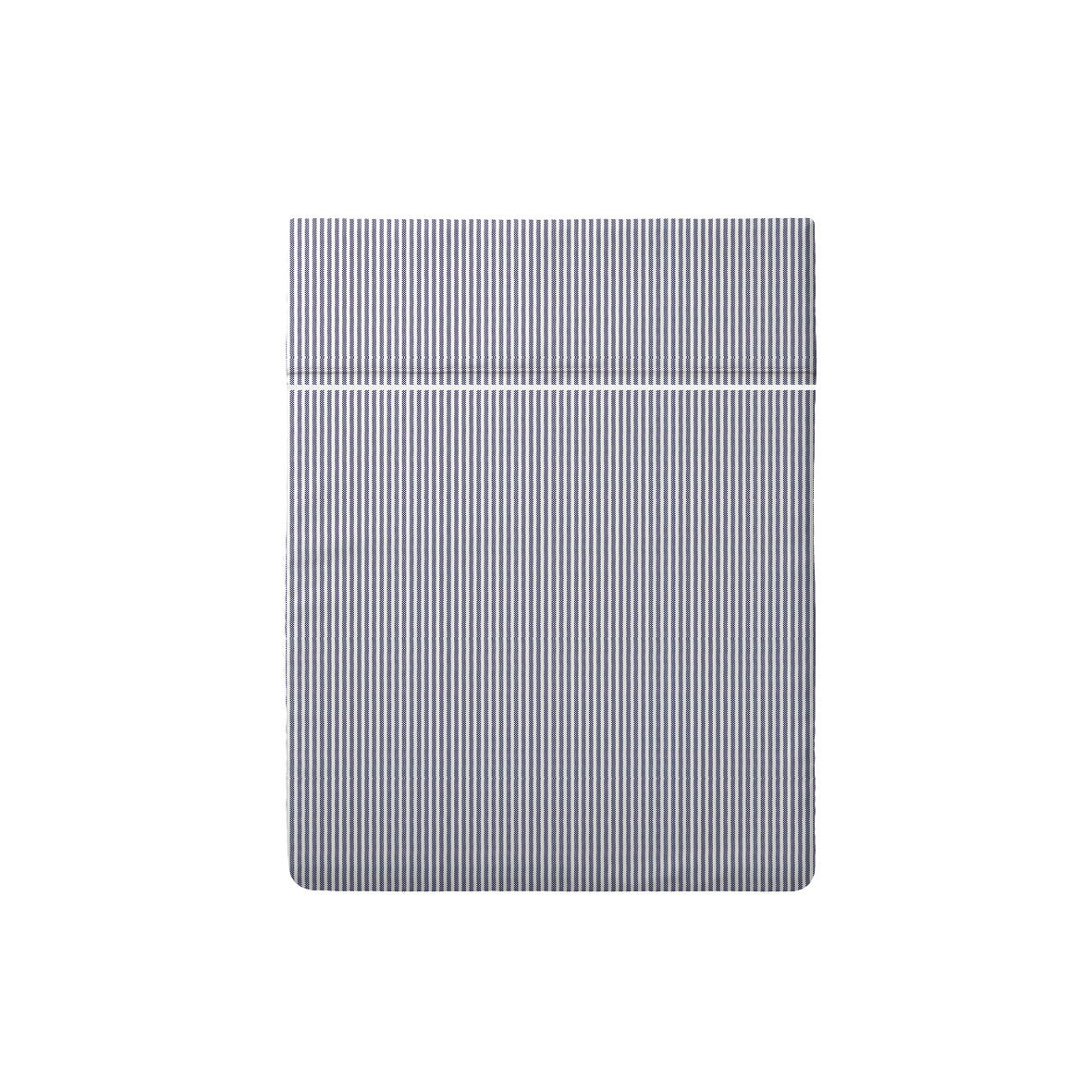 Drap plat satin de coton - Lignes épurées Blanc / Bleu clair