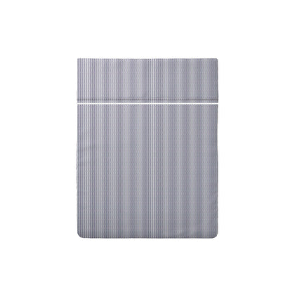 Drap plat satin de coton - Lignes épurées Blanc / Bleu clair