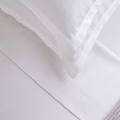 Sheet set + bedspread cotton satin - Dobby stripe woven / Aile mélodique White