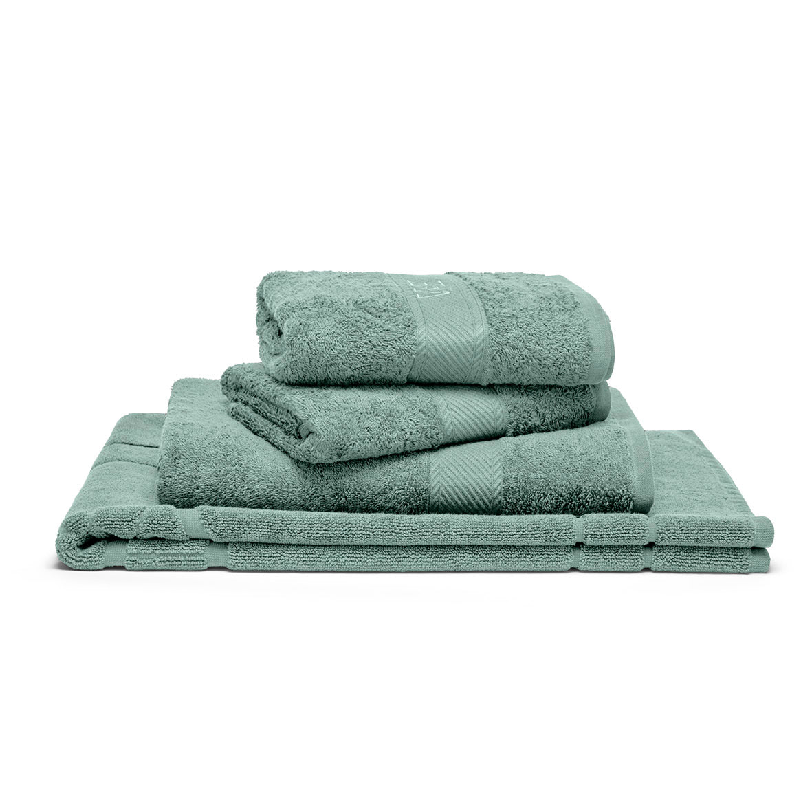 Complete bath linen set combed cotton - Nuage Bottle green